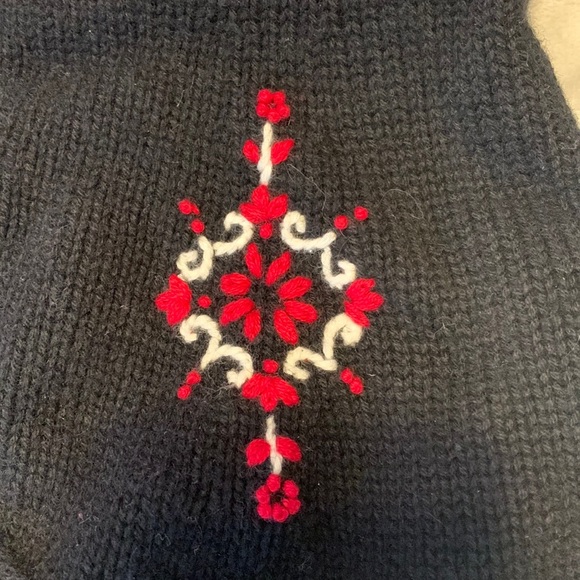 Hanna andersson size 60 black wool blend knit nordic folk elf sweater cardigan - Picture 4 of 11